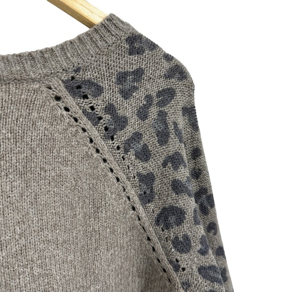 REBECCA TAYLOR Sweater Animal Print Wool Cashmere Nylon Pullover Brown - Picture 6 of 8